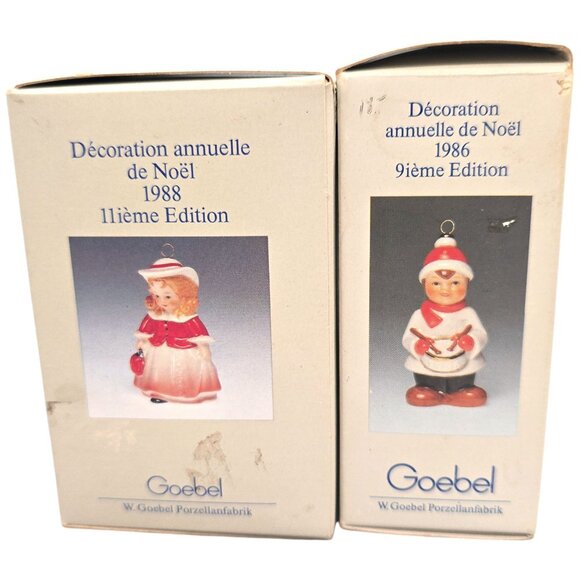 Vintage Goebel Annual Ornament Set 1986 & 1988 Porcelain Doll & Drummer Boy - Picture 10 of 14